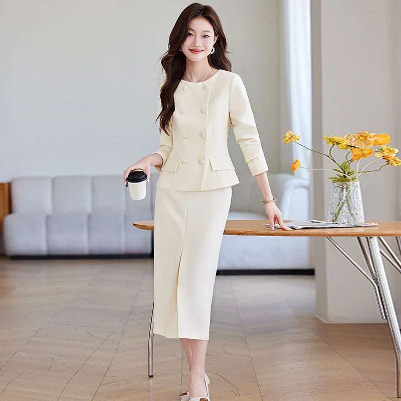 NAVIU Double Breasted Blazer Set For Women Elegant A Line