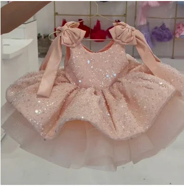 KLFLG Light Luxury Pageant Dress For Baby Girls With Sequins And Bow