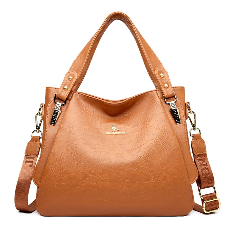 VANDERWAHCN Soft Leather Top-Handle Bag For Women Crossbody Tote