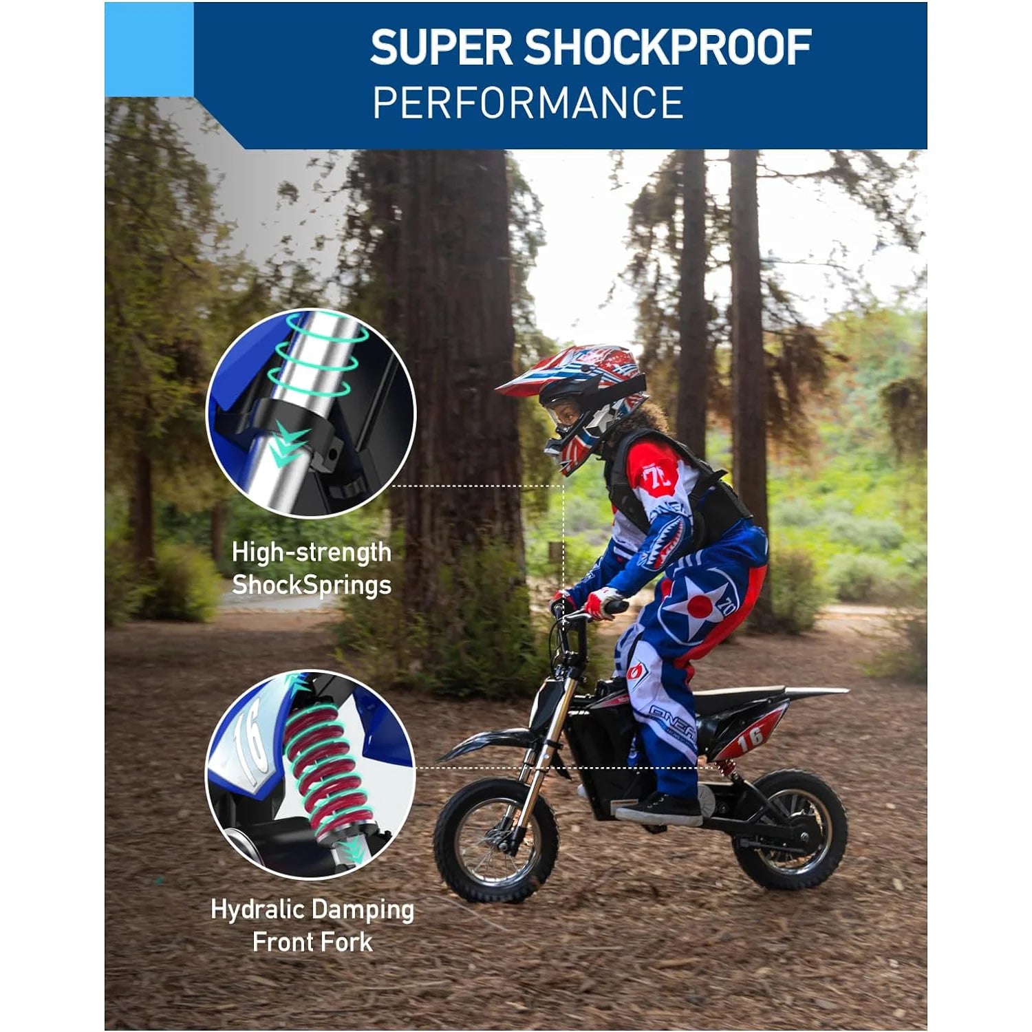 HIBOY Electric Kids Dirt Bike 36V 300W 3 Speed