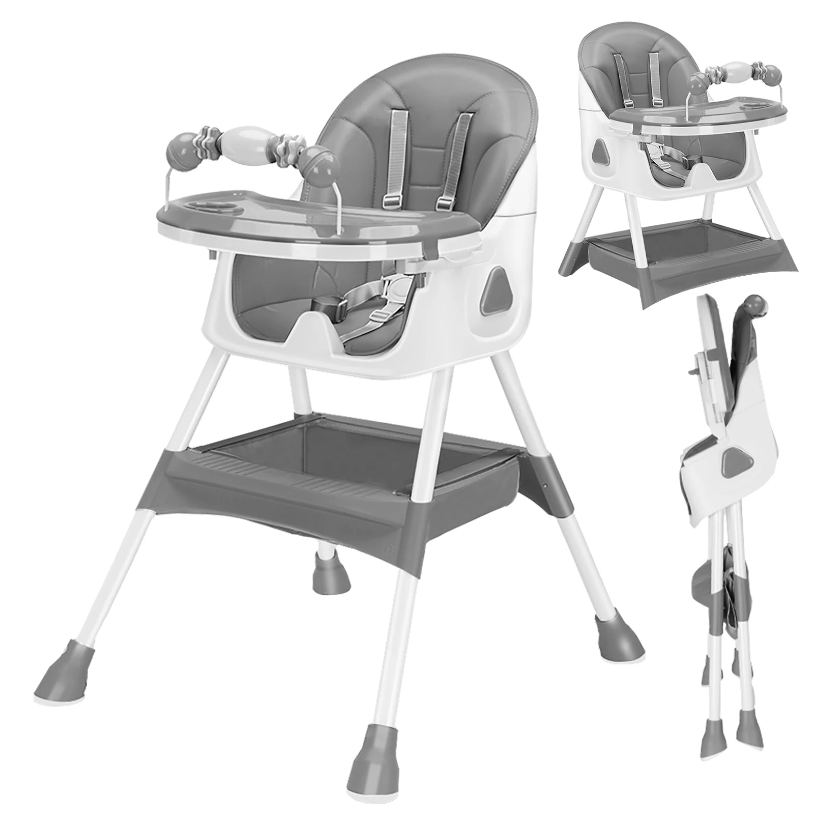 UBRAVOO Foldable Baby High Chair with Antislip Pad and ToyRack