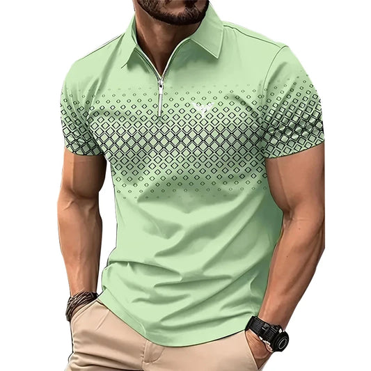 Anhui Men Quick Dry Polo Shirt Breathable Lapel Zipper
