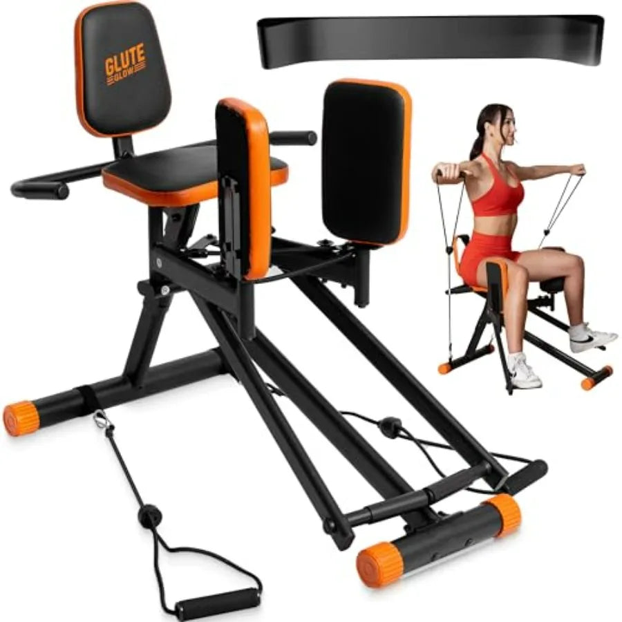 Hip Abductor Machine for Home Gym - USA Based - Booty Builder & Booty Trainer for Women – 3 Resistance Levels – Bonus Arm Bands,