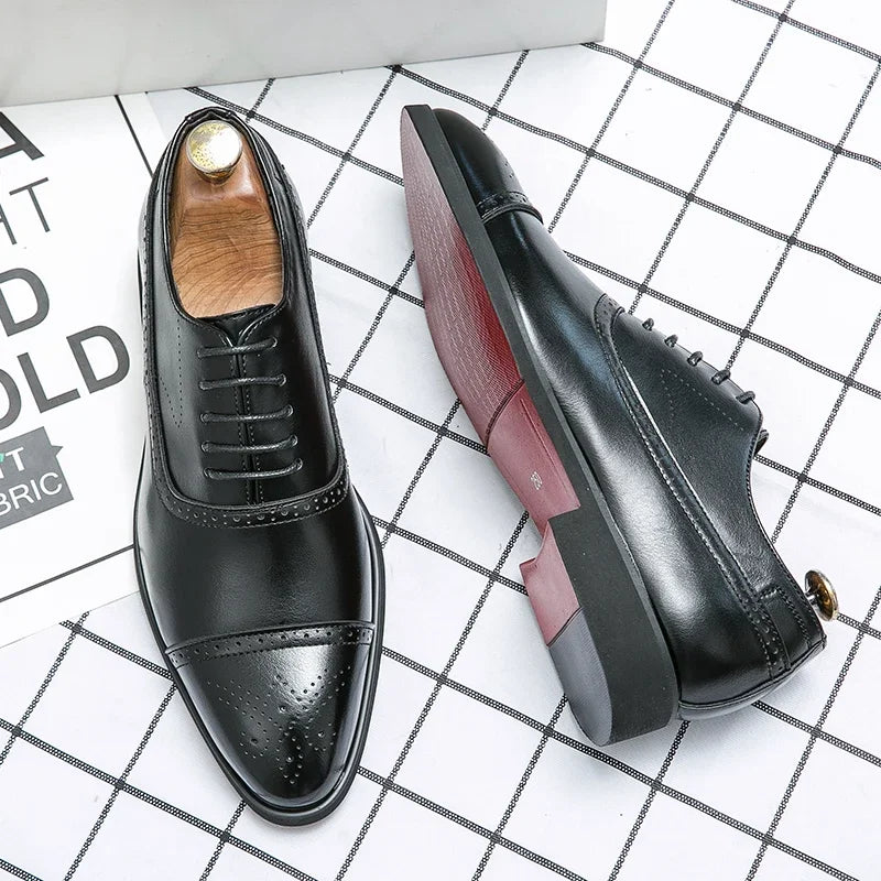 YEHENG Men's Formal Lace Up Brogue Dress Shoes for Wedding
