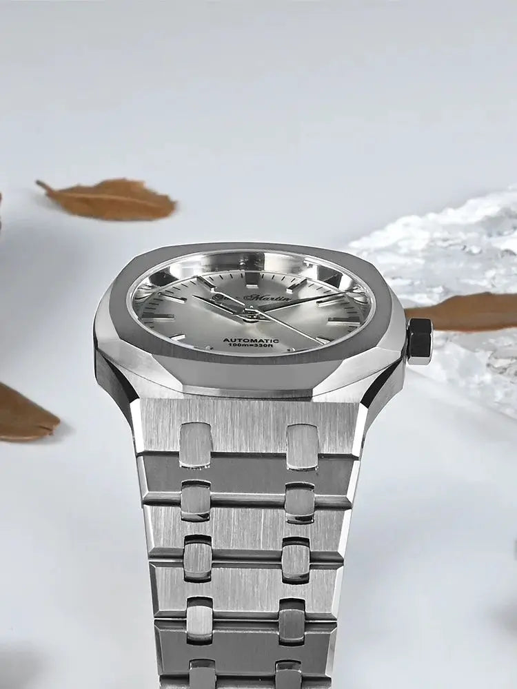 San Martin 38.5mm Luxury Watch Men Automatic Mechanische Watches Miyota 9015 Oak Bracelet 10Bar Business Reloj SN0013