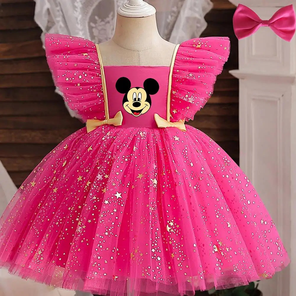 Potdemiel Mickey Mouse Girls Princess Dress Sequined Tutu Bow Costume