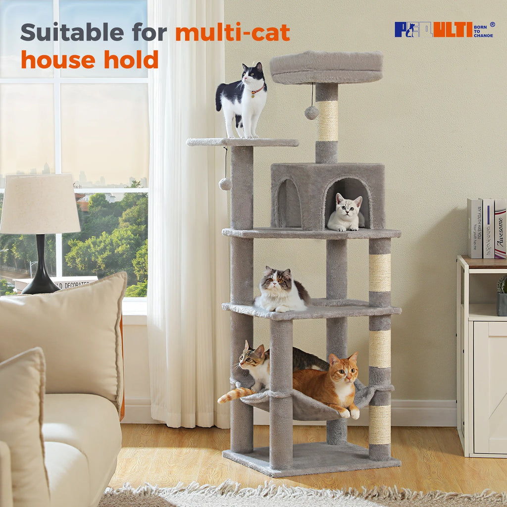 PEQULTICN Multi Level Cat Tree Tower Private Condo Top Perches
