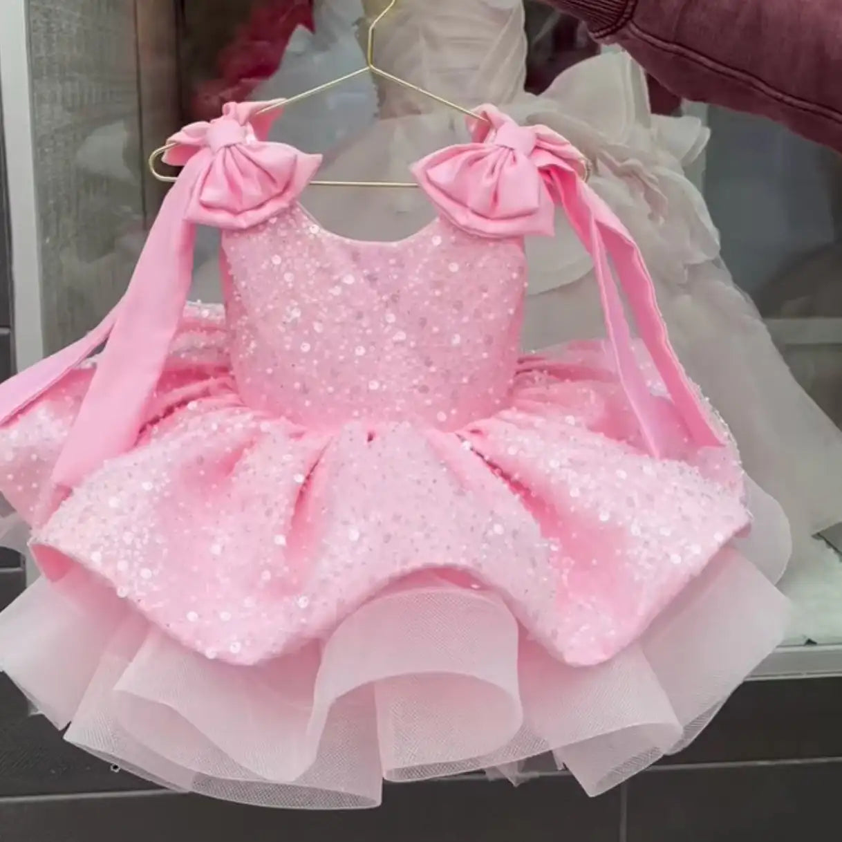 KLFLG Light Luxury Pageant Dress For Baby Girls With Sequins And Bow