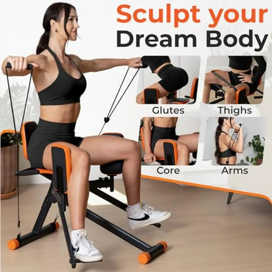 Hip Abductor Machine for Home Gym - USA Based - Booty Builder & Booty Trainer for Women – 3 Resistance Levels – Bonus Arm Bands,