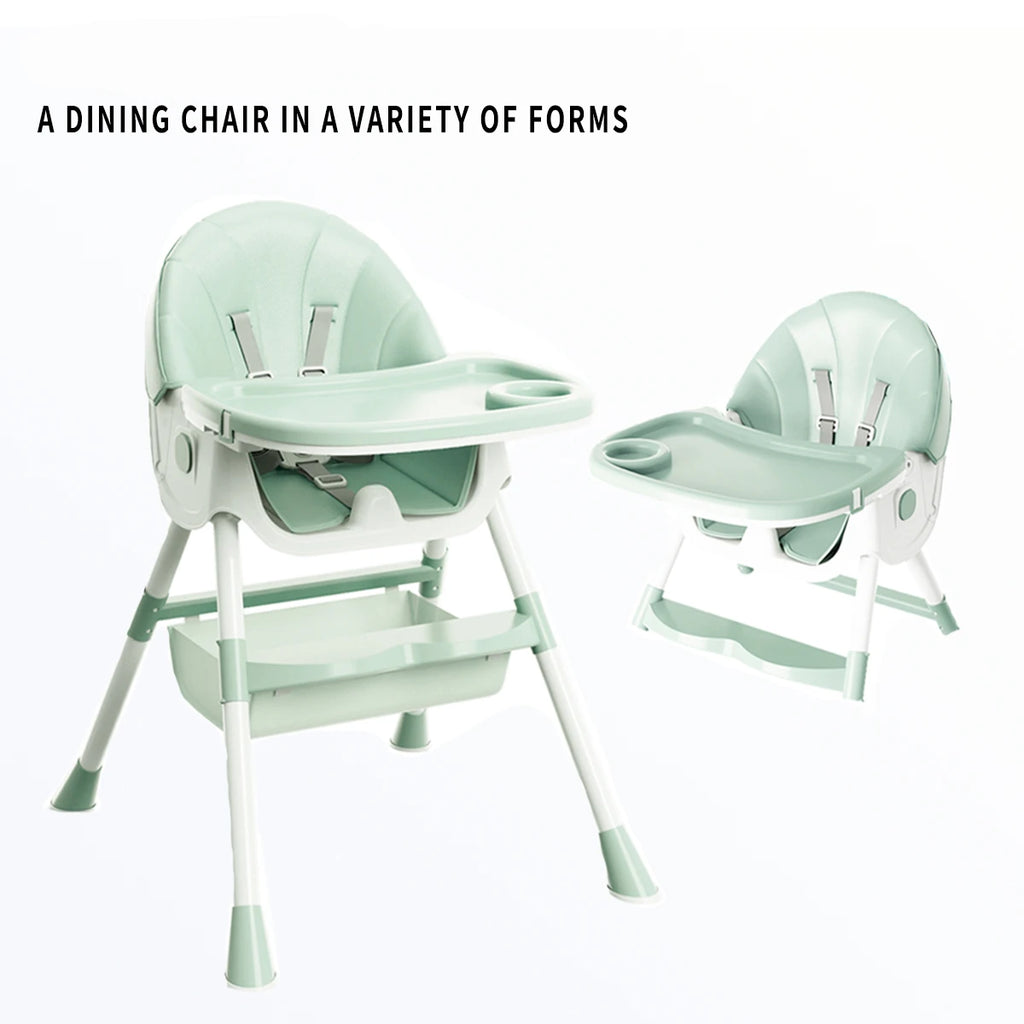 Portable Foldable Children's High Chair With Detachable Plate