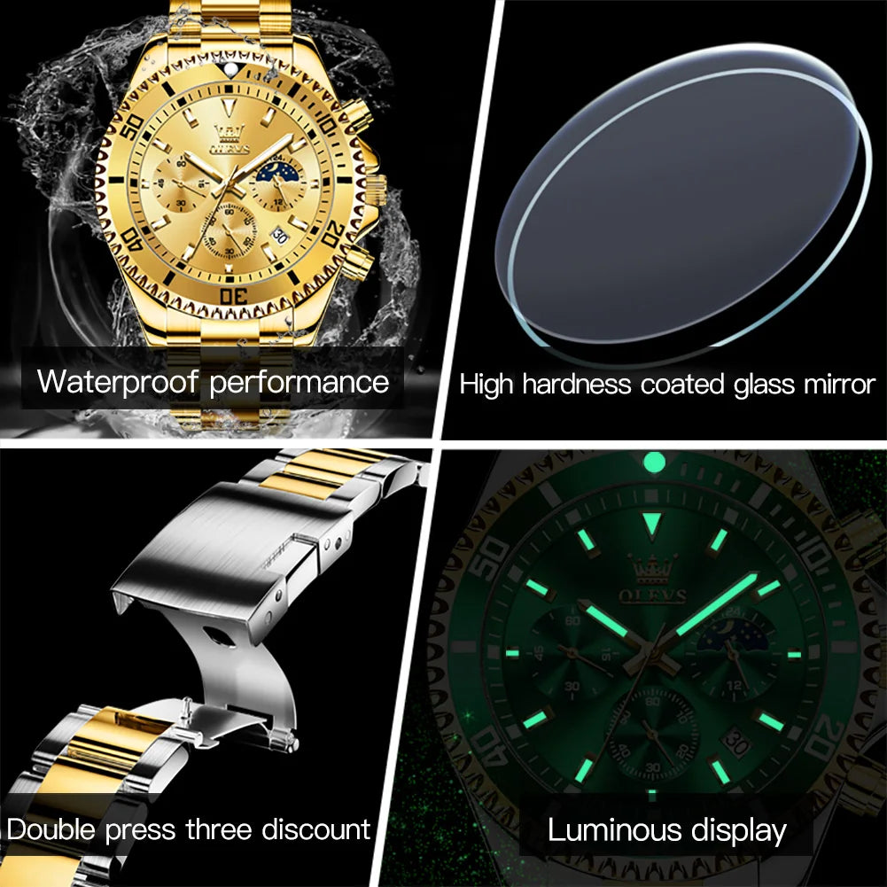 OLEVS Men's Classic Dress Watch Stainless Steel Big Face Date