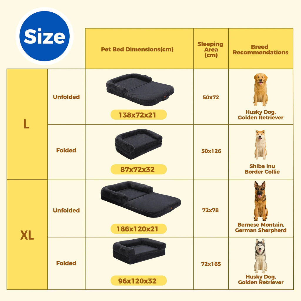 PAWZ Road Foldable Dog Bed Plush Washable Sofa Bed Non Slip Bottom