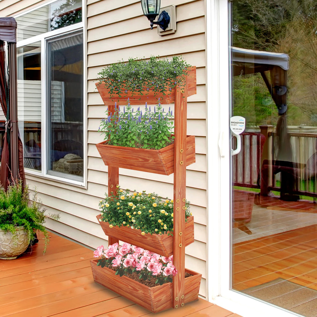 Finishing Vertical Garden Bed With Detachable Ladder And Adjustable Shelf