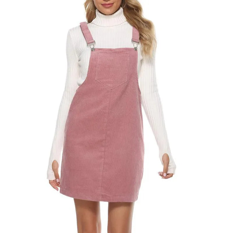 Aprmhisy Womens Corduroy Overall Dress Pinafore Sleeveless Jumper