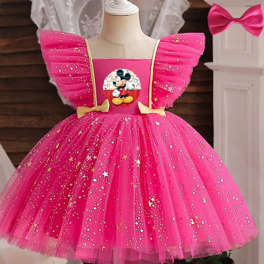 Potdemiel Mickey Mouse Girls Princess Dress Sequined Tutu Bow Costume