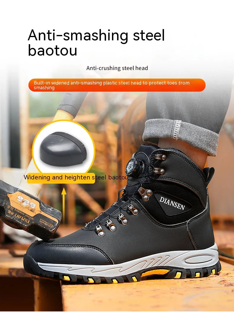 Men's Safety Work Boots Indestructible Steel Toe Anti- Smash Resistant Stab Proof Safety Shoes Breathable Slip-Resistant Durable