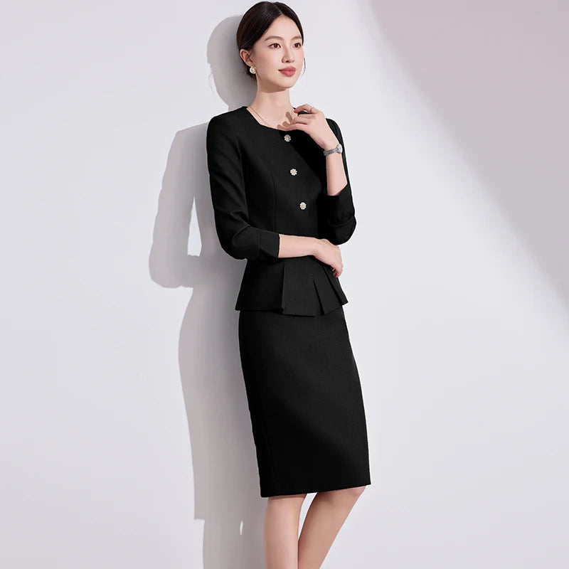 NAVIU 2 Piece Set Blazer And Short Skirt New Autumn Elegant Women's Suit Single Breasted Slim Office Business Formal Work Wear