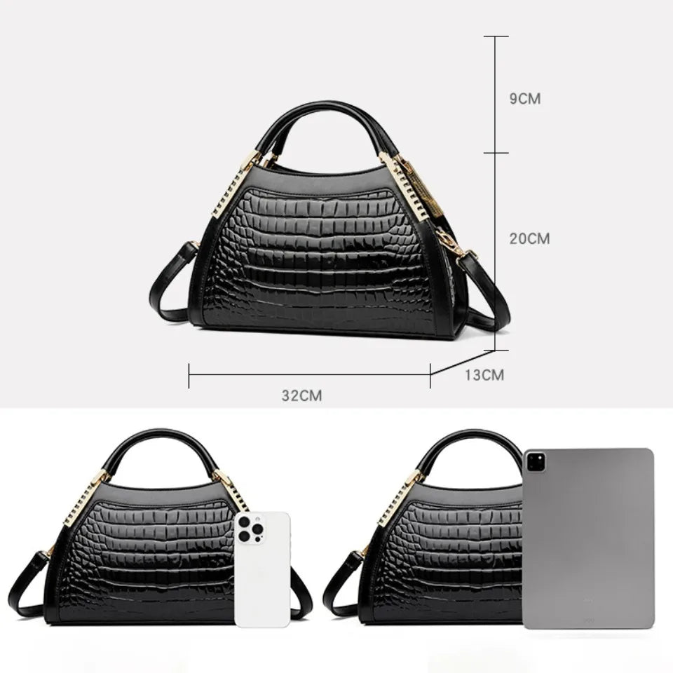 AMYMANG Alligator Patent Leather Shoulder Crossbody Bag