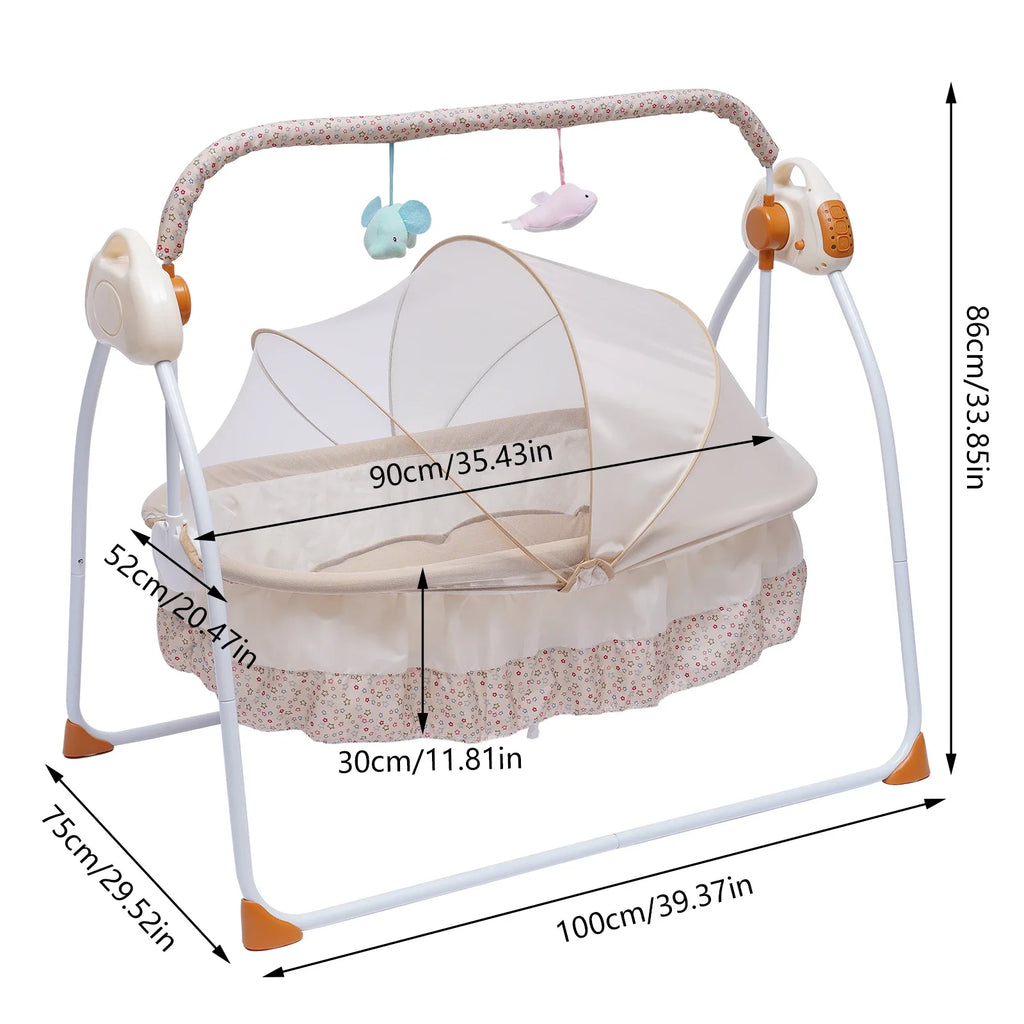Cradle Swing Sleeping Bed Auto Rocking Chair Bed Swing 5 Speed Stand Baskets Musical Sleeping Basket For Infants 0 To 18 Months