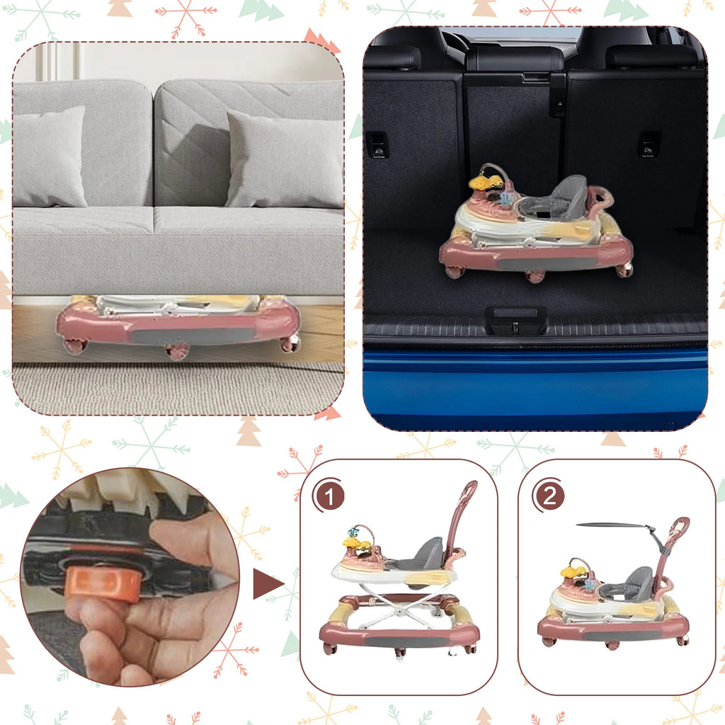Baby Walker With Sunshade And Seat Multifunctional Anti Rollover Stroller