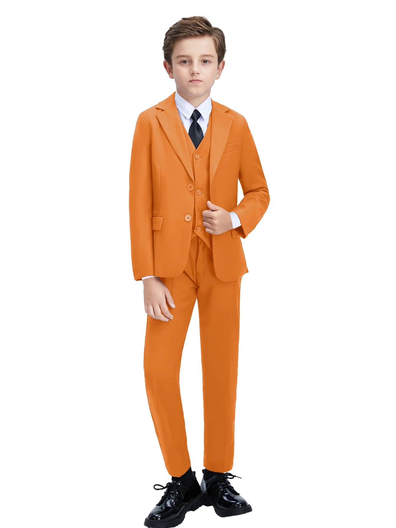 Boys Four Piece Suit Set Jacket Vest Pants Tie Formalwear