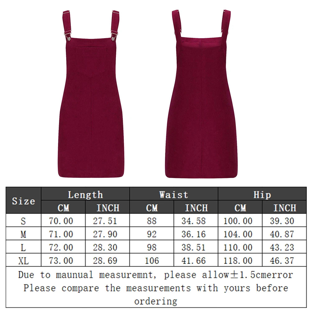 CN Guangdong Women Corduroy Sleeveless Pinafore Dress With Pockets