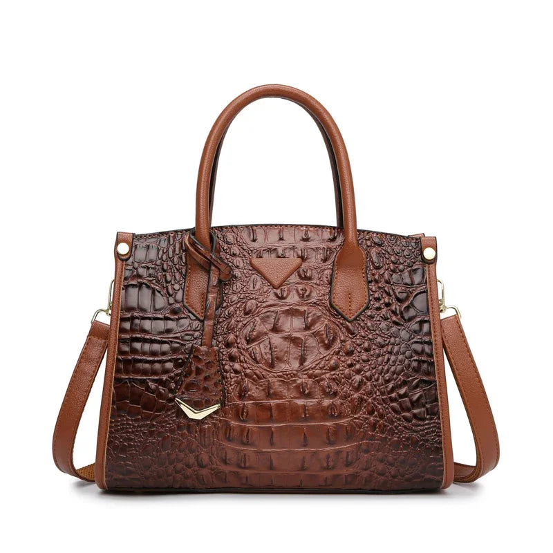 VANDERWAHCN Crocodile Print Leather Crossbody Bag For Women