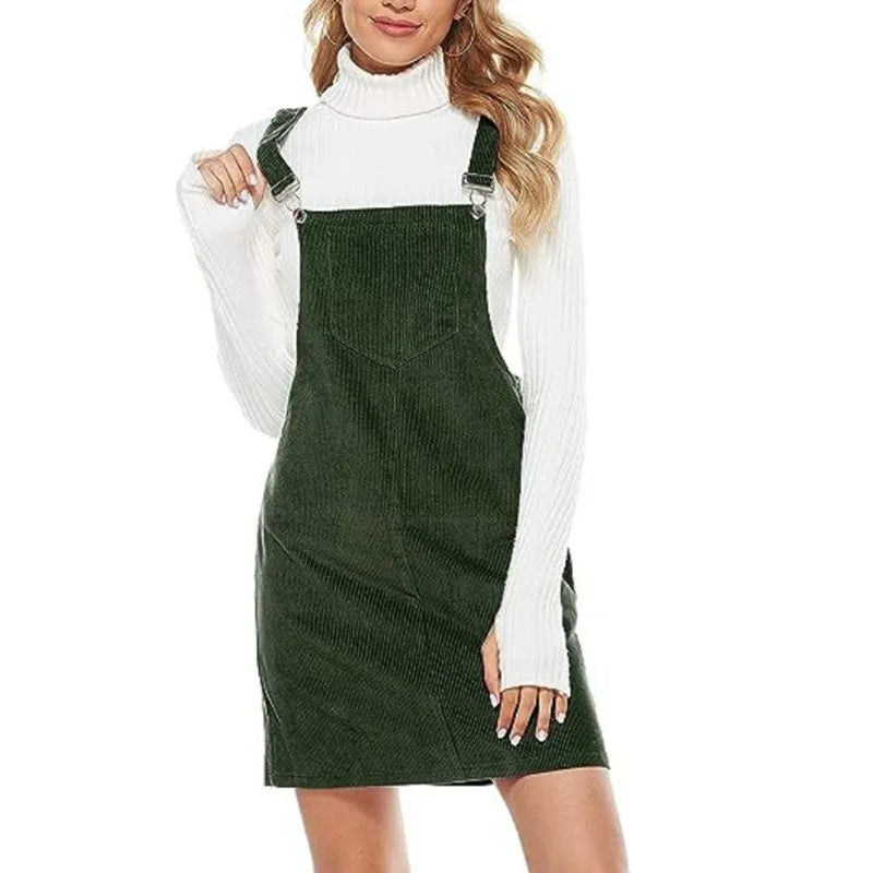 Aprmhisy Womens Corduroy Overall Dress Pinafore Sleeveless Jumper