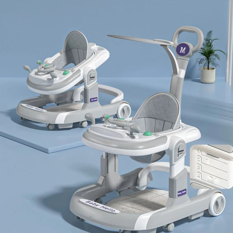 2 In 1 Baby Walker Anti Roll Over With Learning Toy For Infants