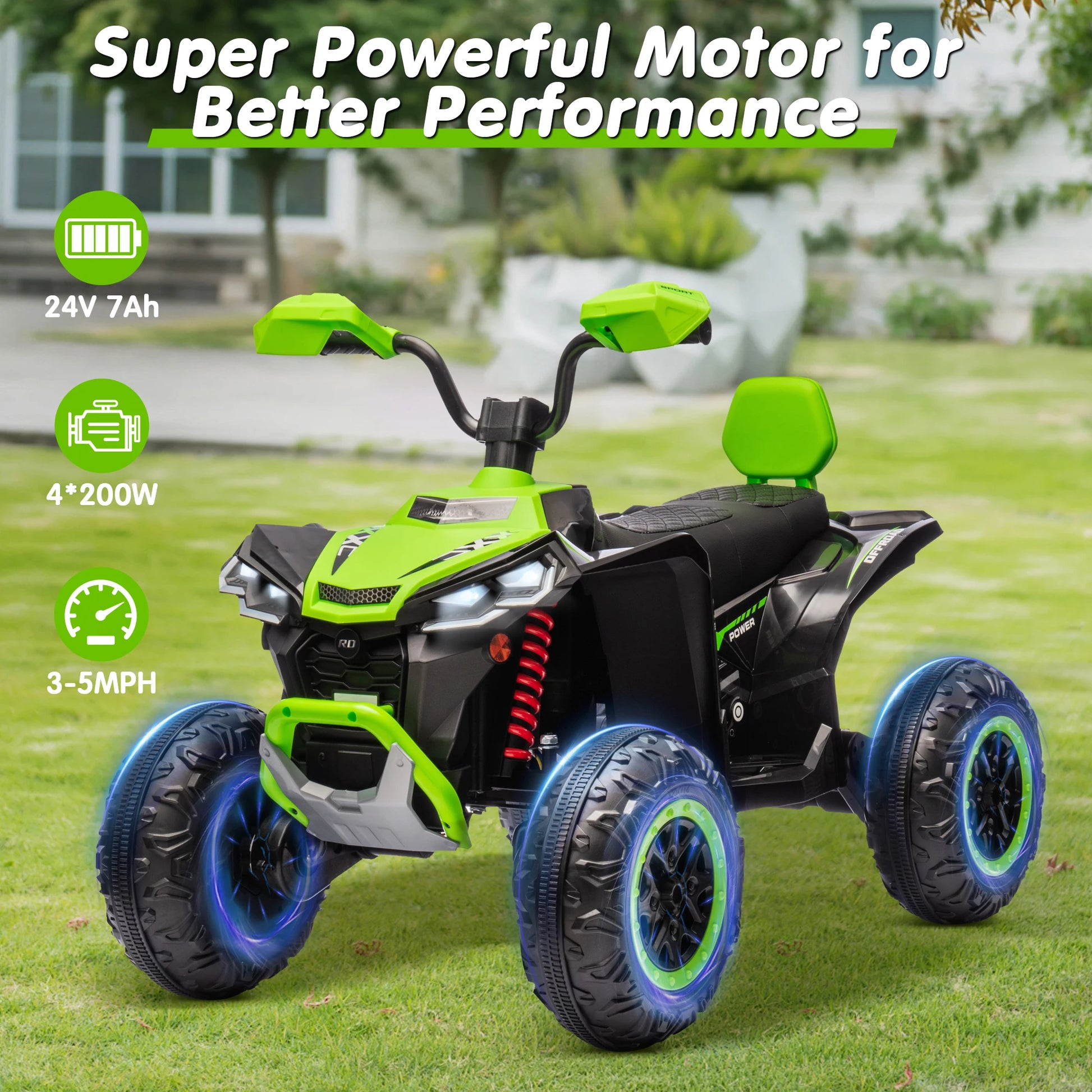 JOYRACER Kids ATV 4 Wheeler 24V Ride On Dual Seater