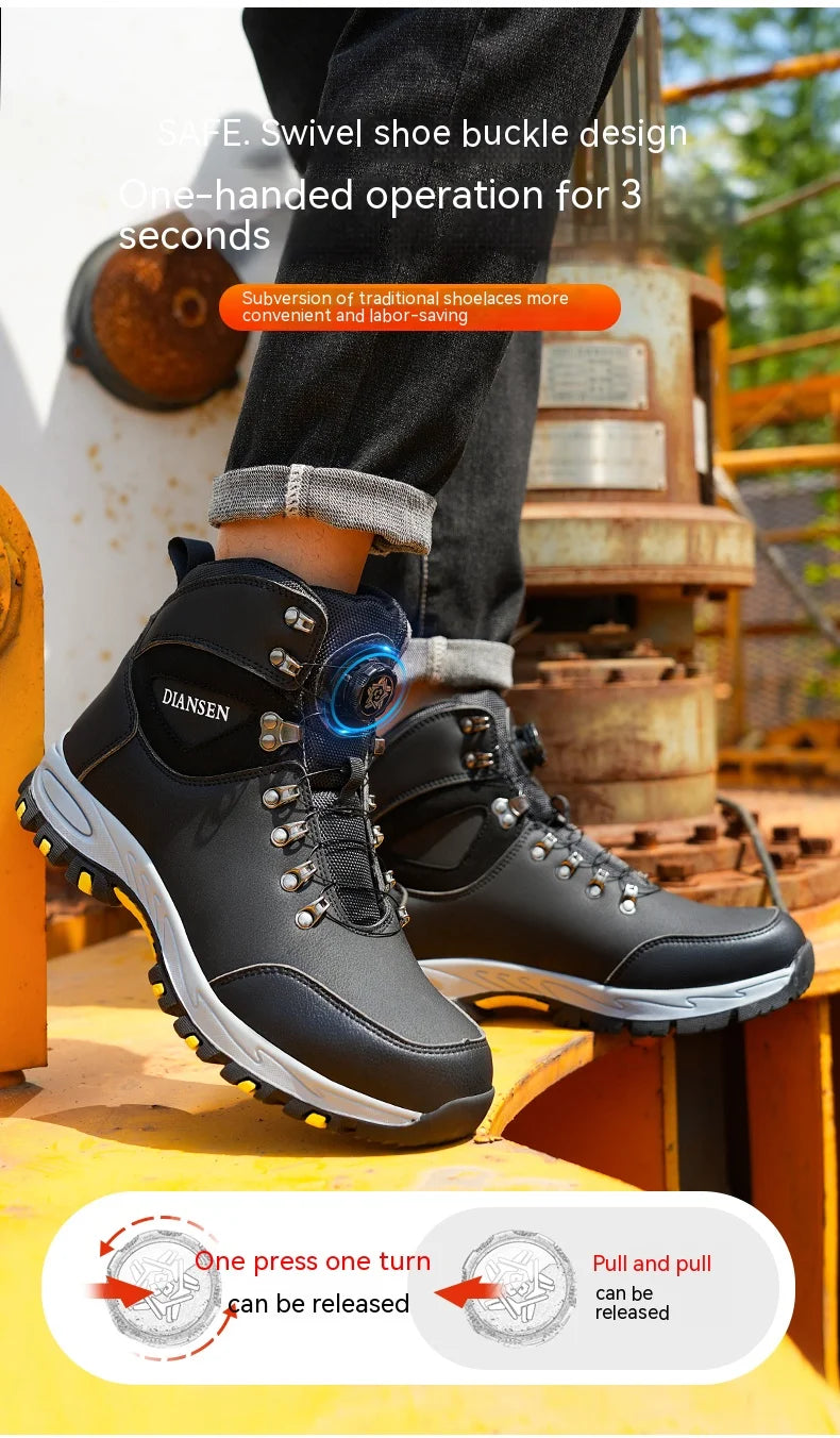 Men's Safety Work Boots Indestructible Steel Toe Anti- Smash Resistant Stab Proof Safety Shoes Breathable Slip-Resistant Durable