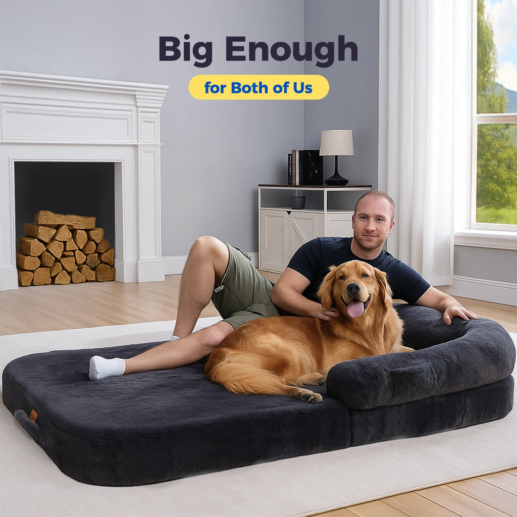 PAWZ Road Foldable Dog Bed Plush Washable Sofa Bed Non Slip Bottom
