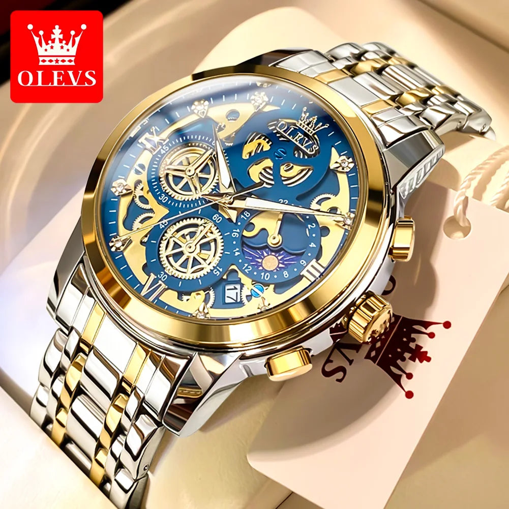 OLEVS Luxury Mens Quartz Watch With Stainless Steel Strap