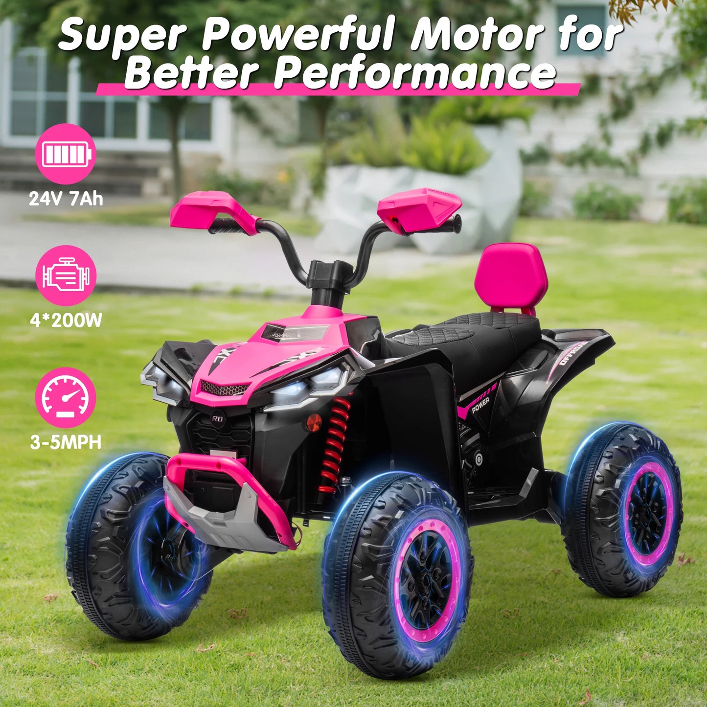 JOYRACER 24V Kids ATV Four Wheeler Two Seater Ride On