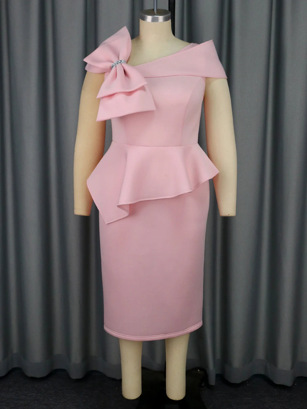 AOMEICN Bodycon Off Shoulder Peplum Dress For Women