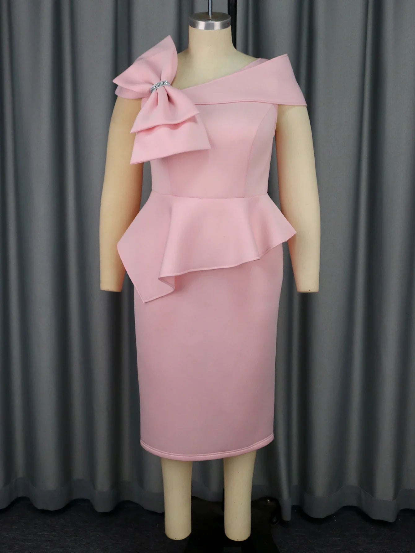 AOMEICN Bodycon Off Shoulder Peplum Dress For Women