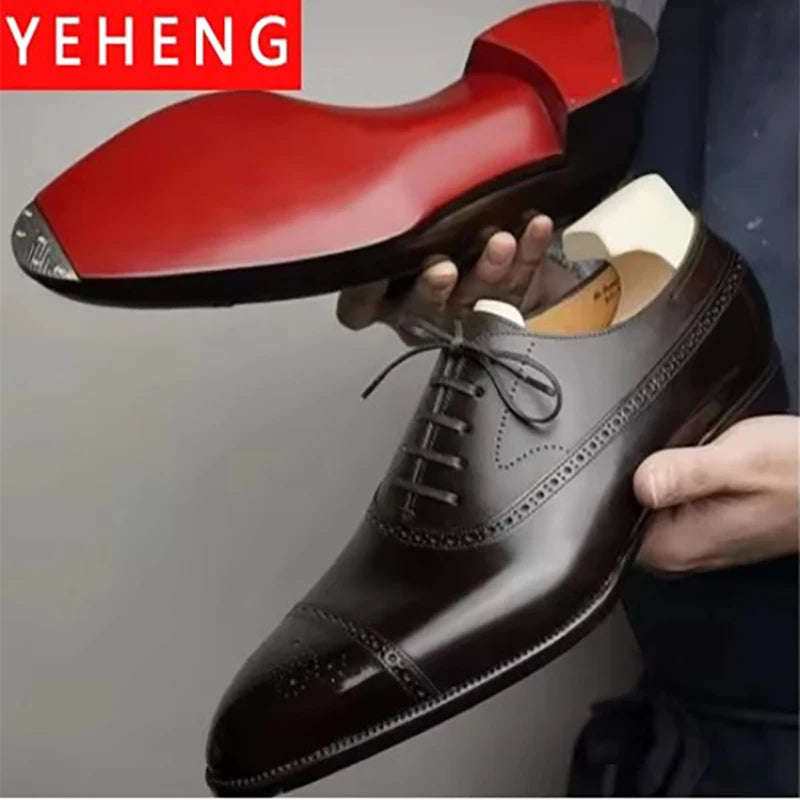YEHENG Men's Formal Lace Up Brogue Dress Shoes for Wedding