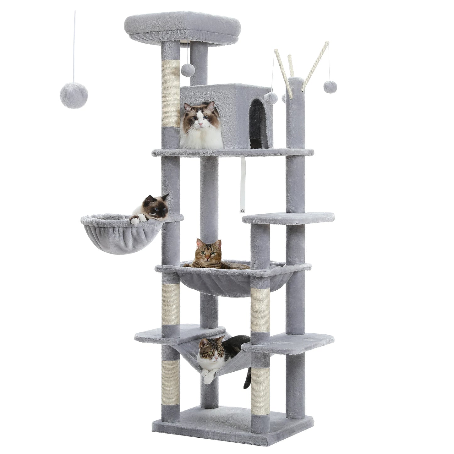 Large Cat Tree Tall Cat Tower for Indoor Cats Multi Level Plush Cat Condo with Scratching Posts Scratching Boards Perches and Caves