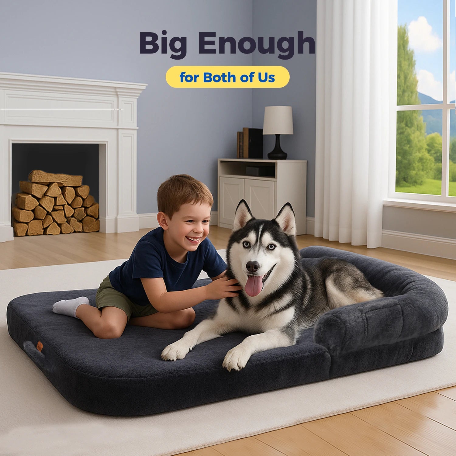 PAWZ Road Foldable Dog Bed Plush Washable Sofa Bed Non Slip Bottom