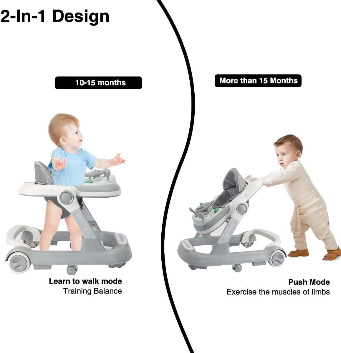 Ubravoo 2 In 1 Baby Walker With Removable Feeding Tray And Music Tray