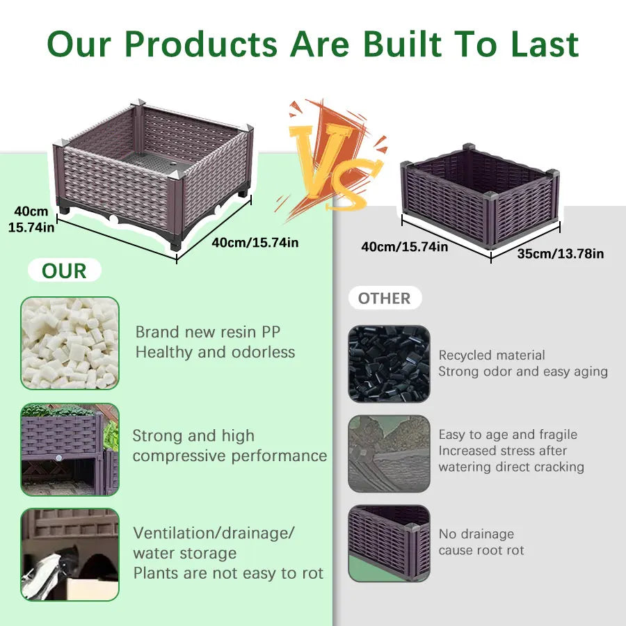 MTShining Plastic Large Flower Pot Box for Indoor Outdoor Planting