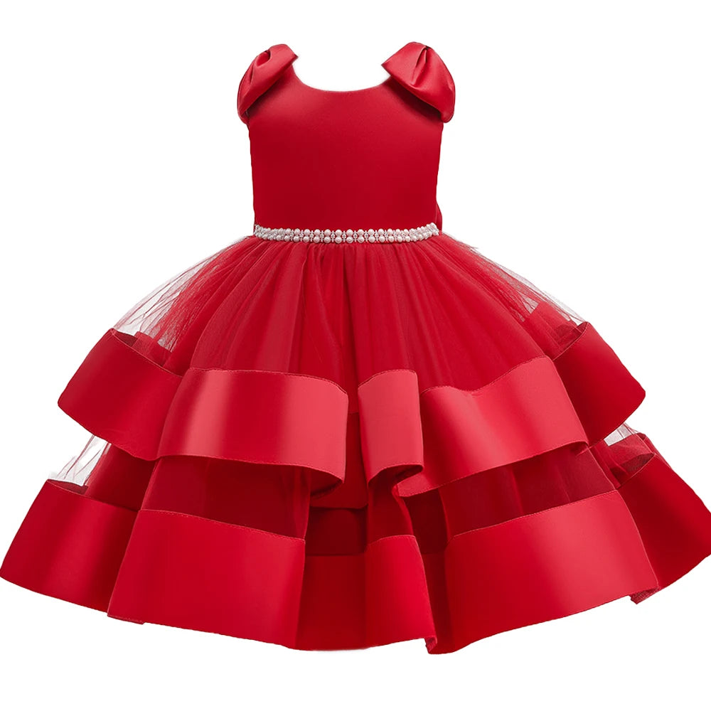 PLBBFZ Elegant Bow Girls Dress For Bridesmaids Party Christmas