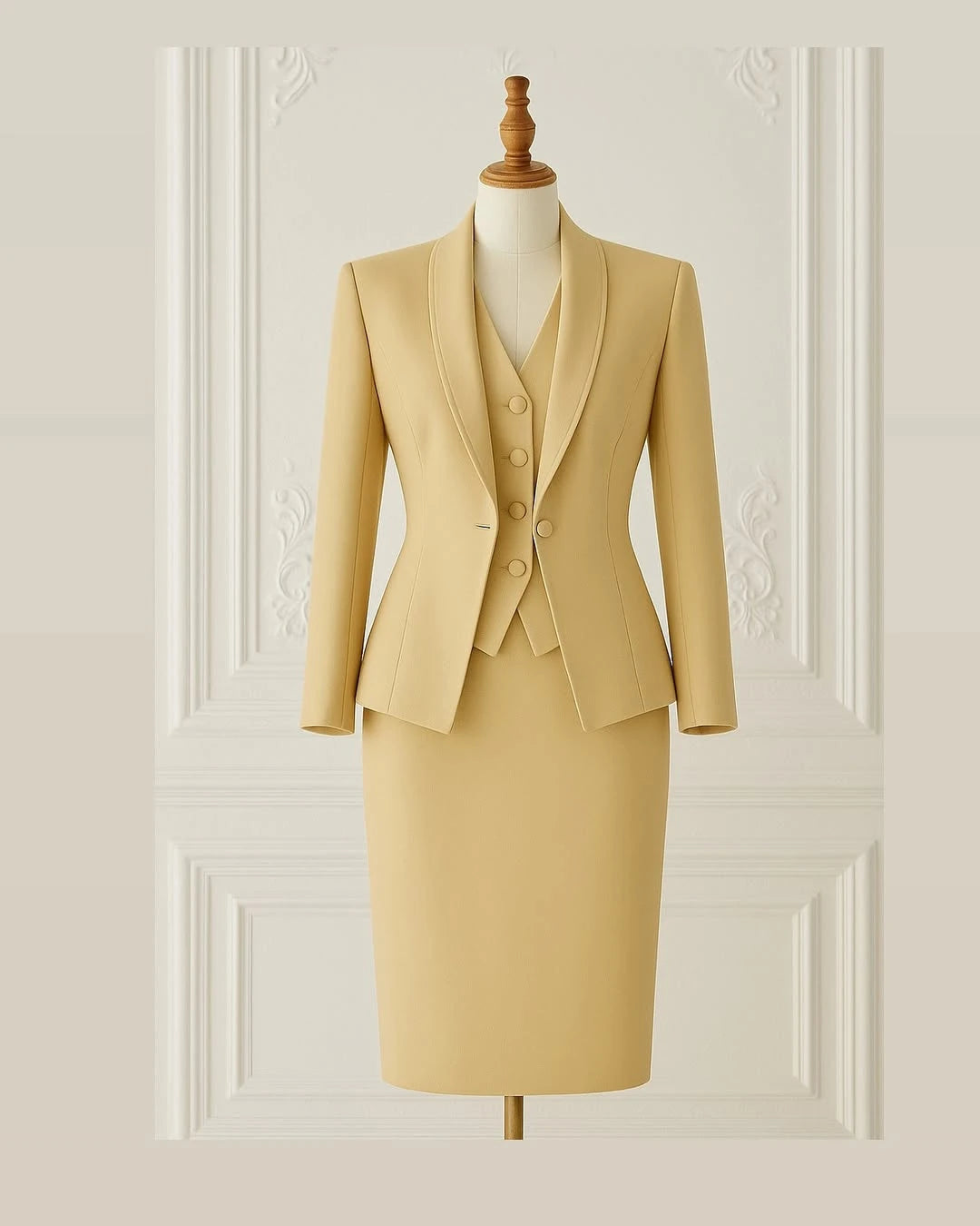 NCDIMSCN Three Piece Women Suit Set Blazer Skirt Vest