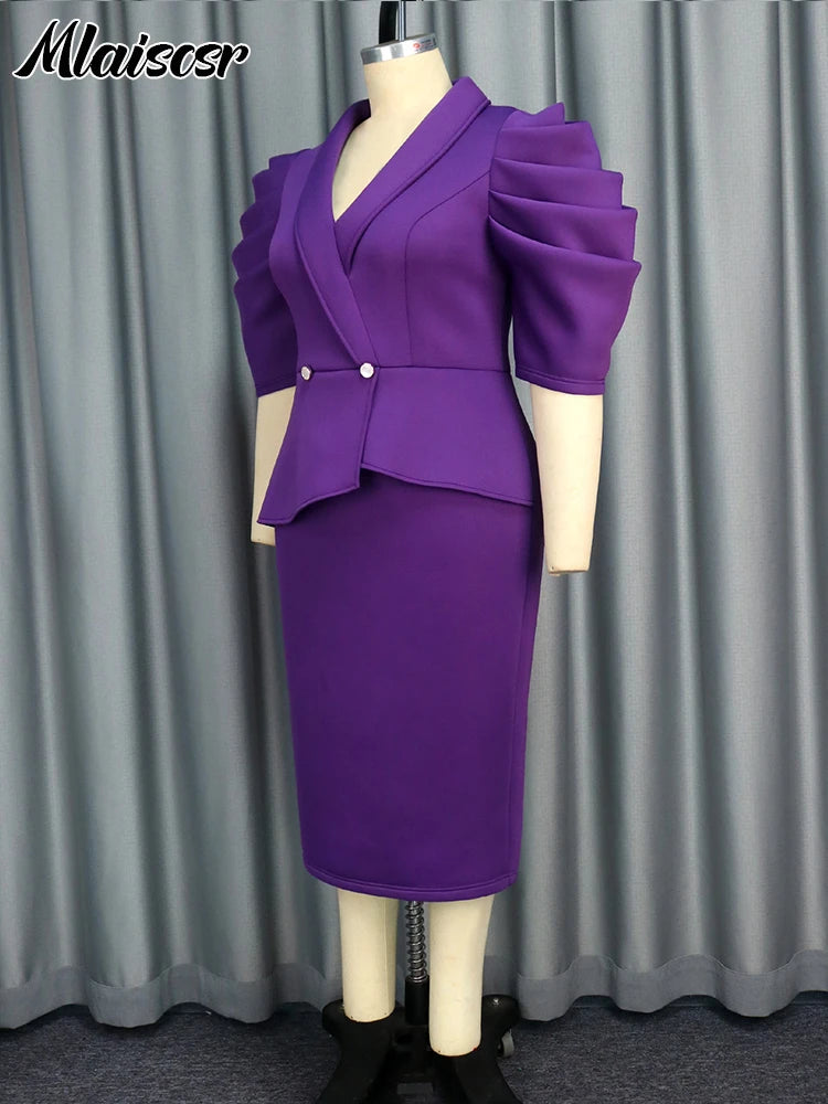 Mlaiscsr Elegant Bodycon Midi Dress Women V Neck Half Sleeve
