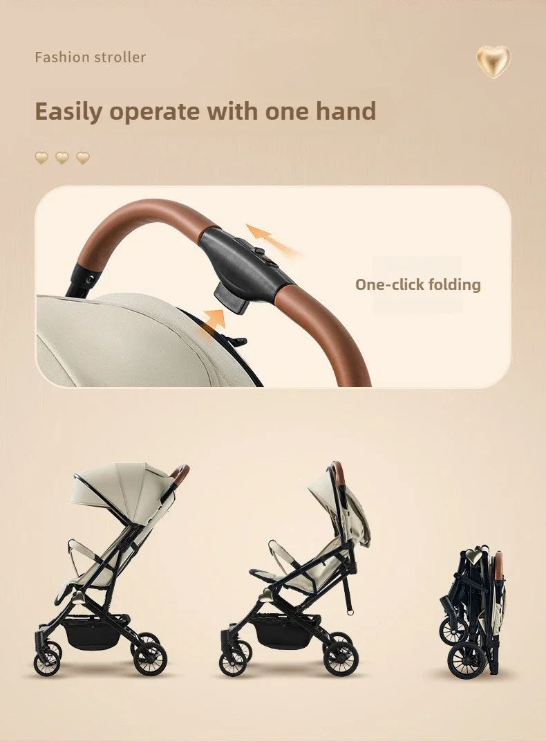Portable Baby Stroller Lightweight Travel Four-Wheel Design Easy To Store Can Sit Or Lie Down