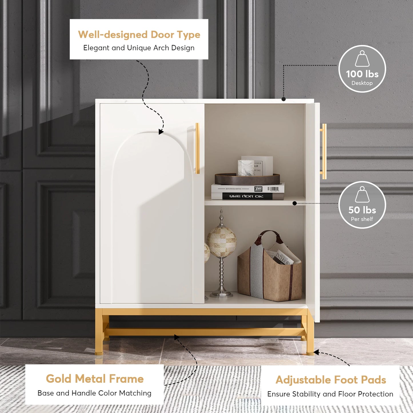 Tribesigns Modern Sideboard Buffet Cabinet With Four Doors