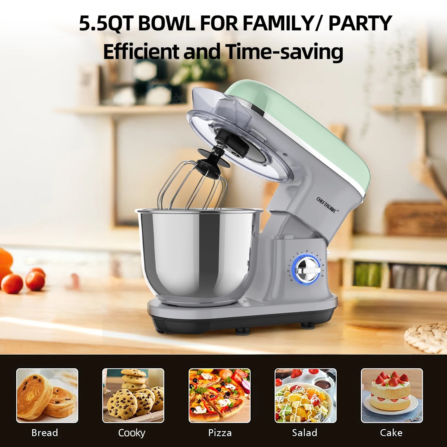 Cheftronic Stand Mixer Tilt Head 500W 6 Speed US Plug