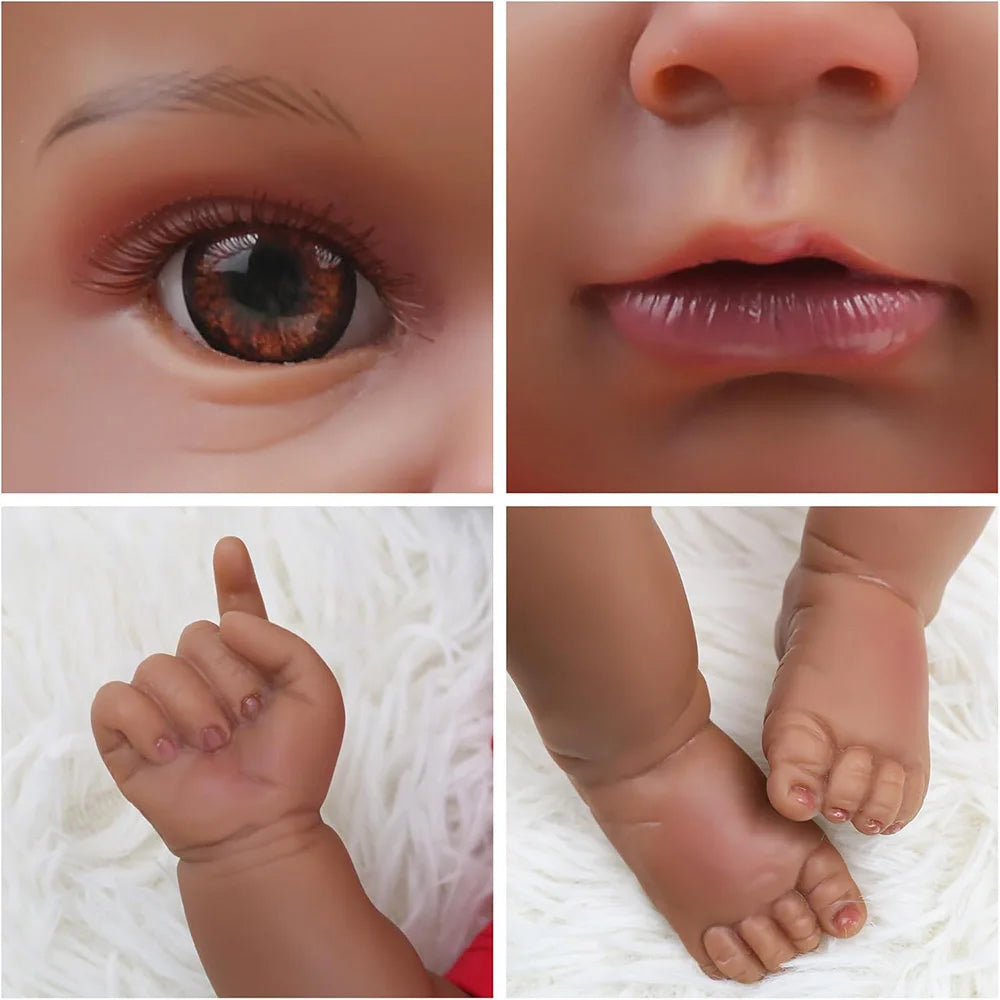Realistic African American Reborn Baby Doll With Rooted Hair