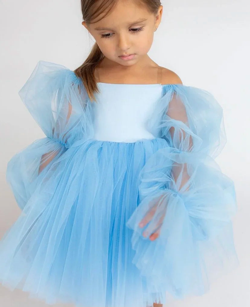 New Born Baby Girls Party Dress Toddler Girl Tulle Wedding Birthday Baptism Ceremony Gown Elegant Princess Dress Clothes