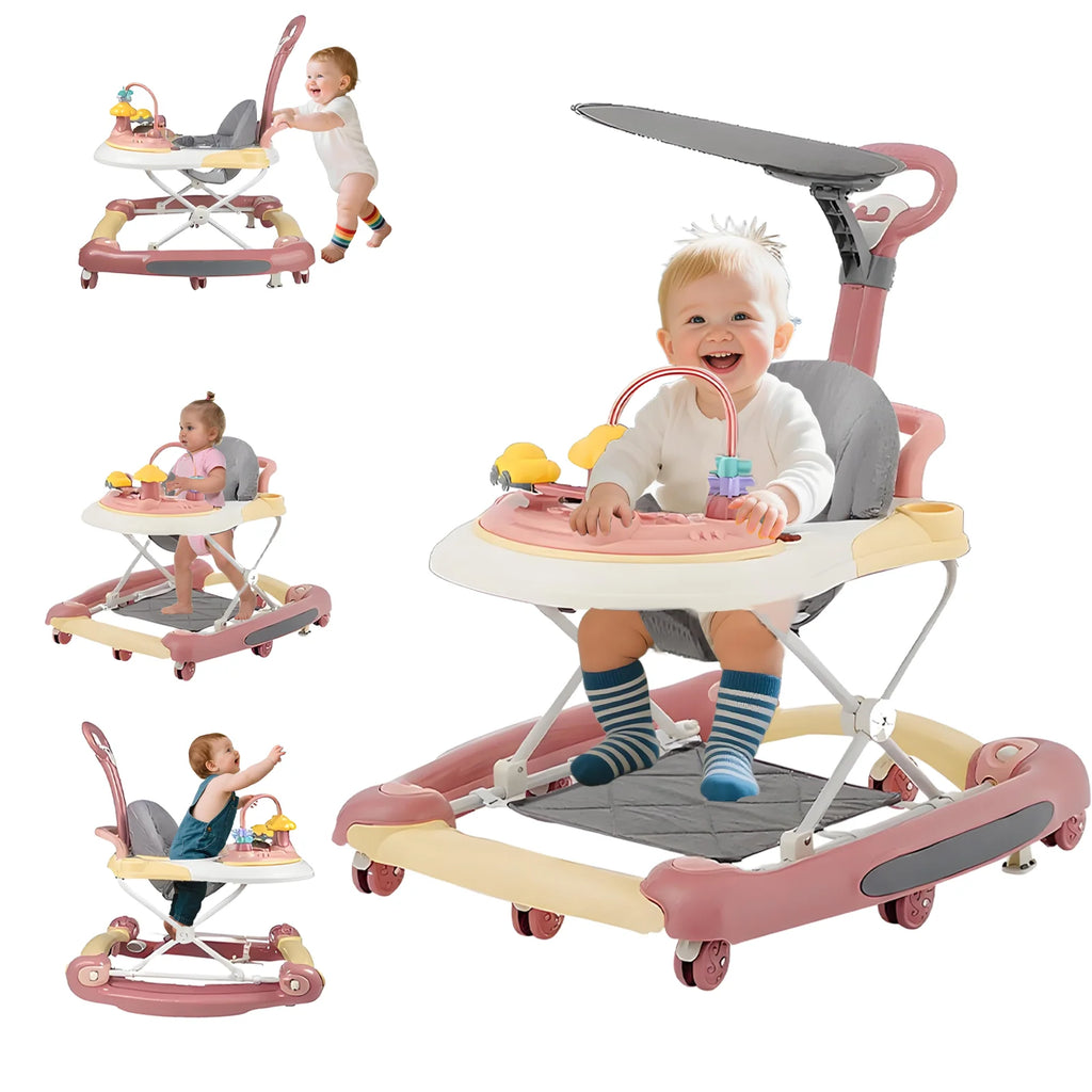 Baby Walker With Sunshade And Seat Multifunctional Anti Rollover Stroller